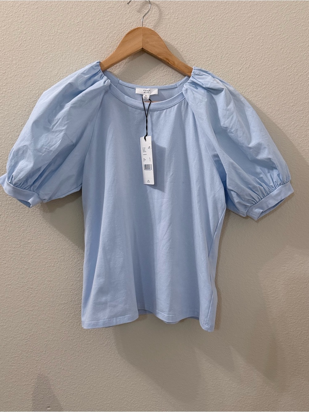 Loves A Cloud Blue Puff Sleeve Top NWT XL  - Casual Chic